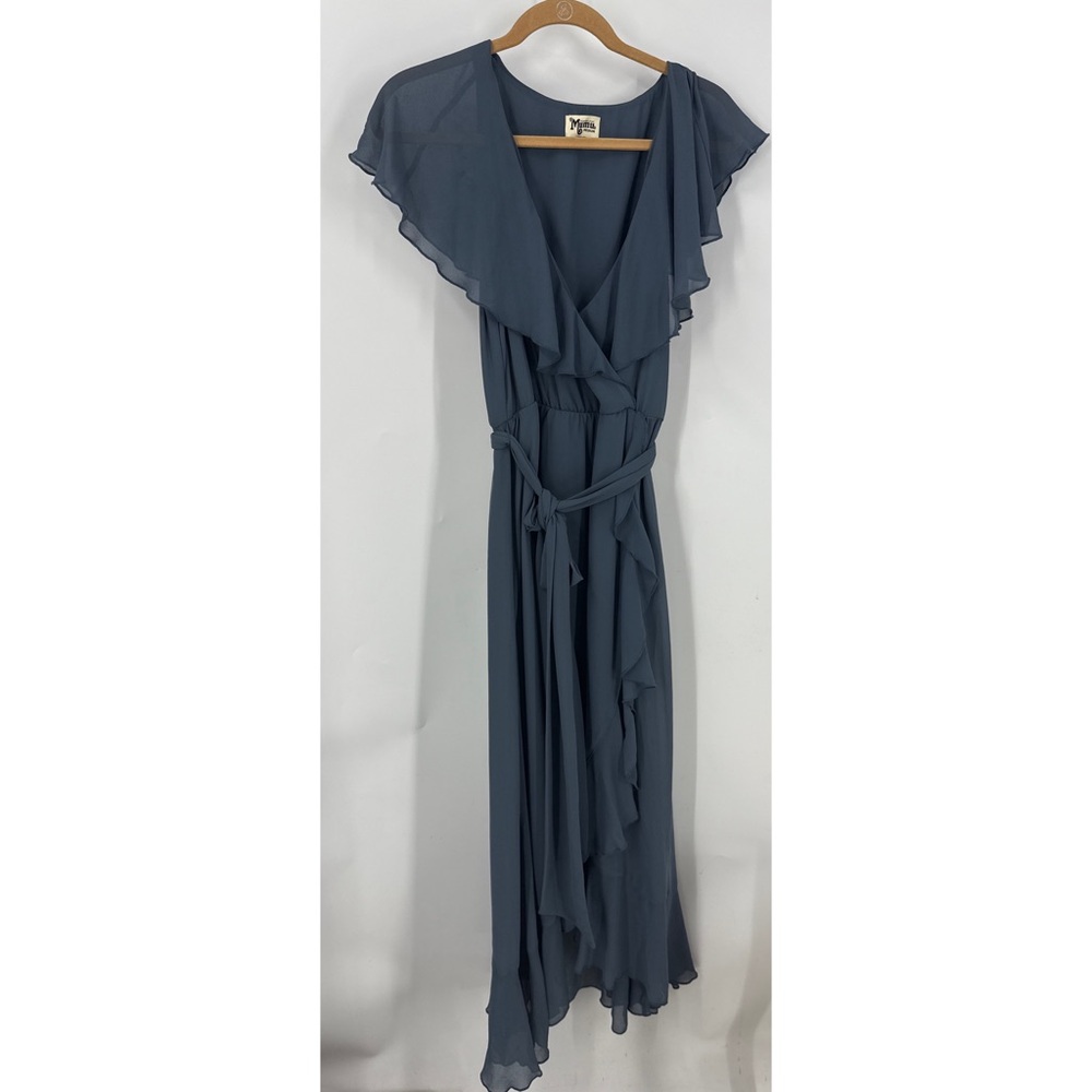 Show me your MUMU Jess Ruffle Midi Dress ~ Slate Blue M